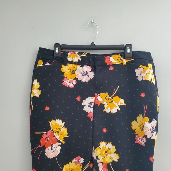 Old Navy Navy Blue Floral Pixie Mid-Rise Pants 14 - Picture 3 of 7
